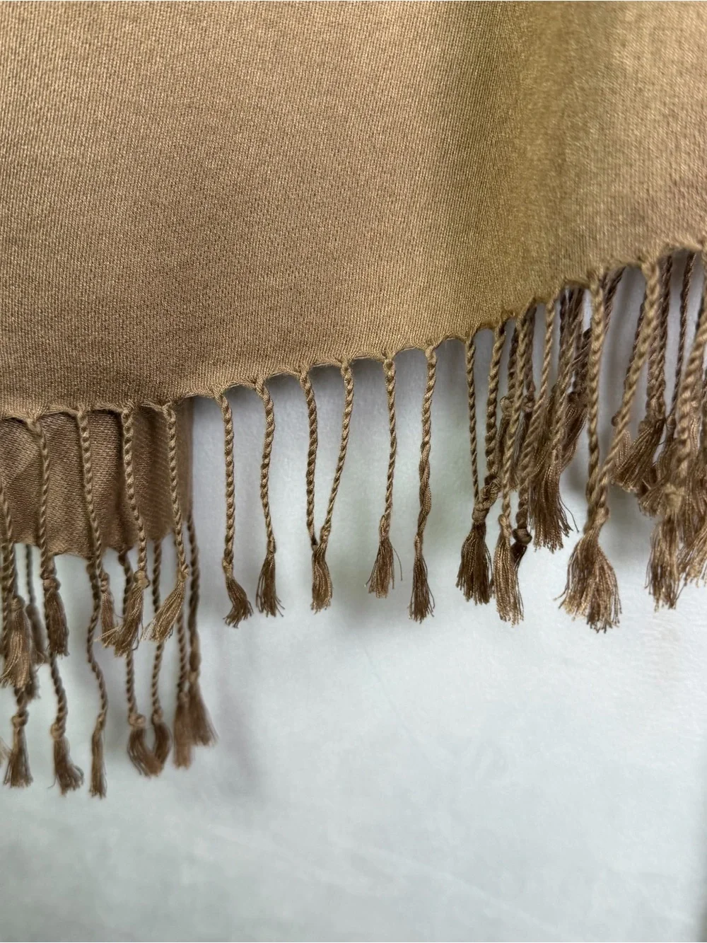 Pashmina 100% Cashmere Scarf Shawl Wrap Camel Tan Fringe Oversized Luxury 65x29